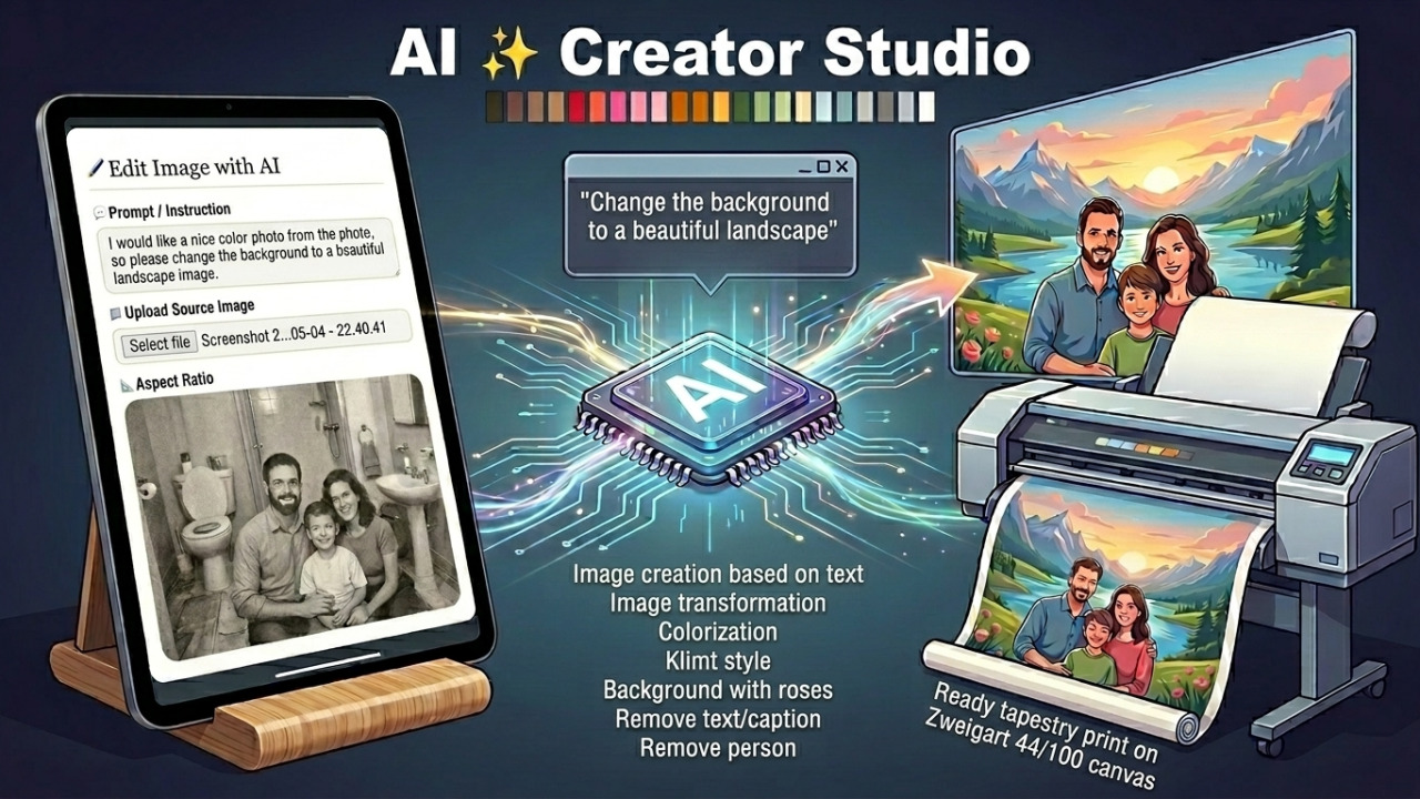 AI studio pro tvorbu gobelínových výšivek