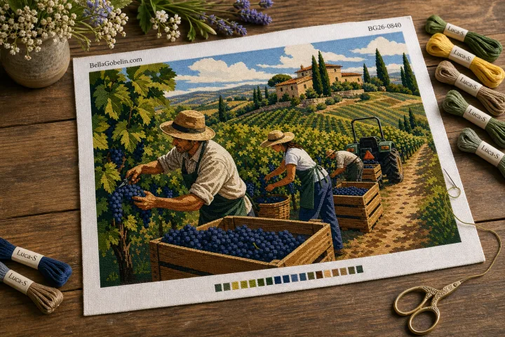 Toskánské vinobraní životní obraz