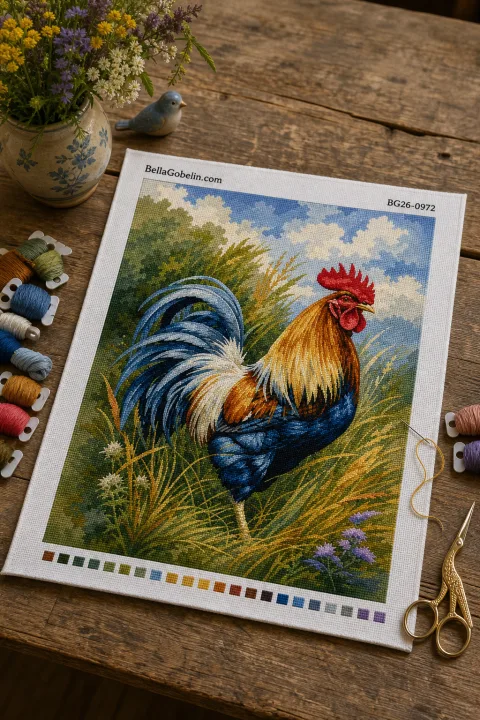 Barevný kohout na louce