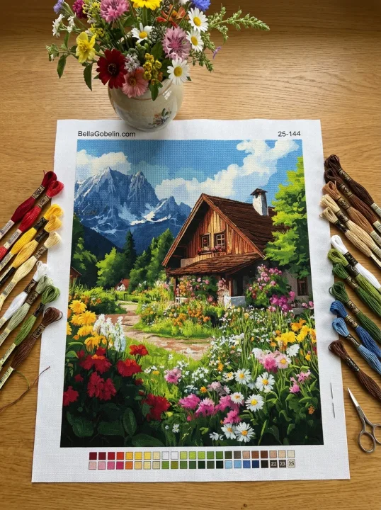 Lesní domek s nádhernou květinovou zahradou