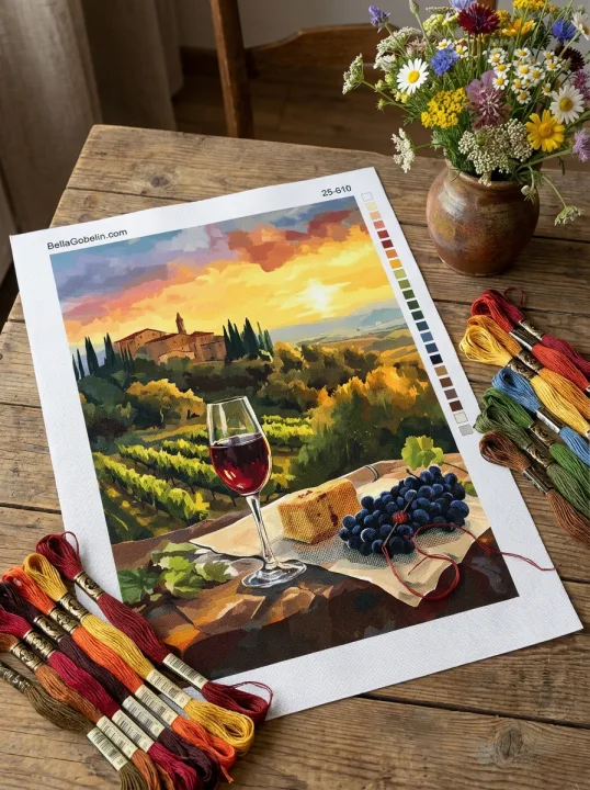 Západ slunce, Toskánsko, Chianti, Víno