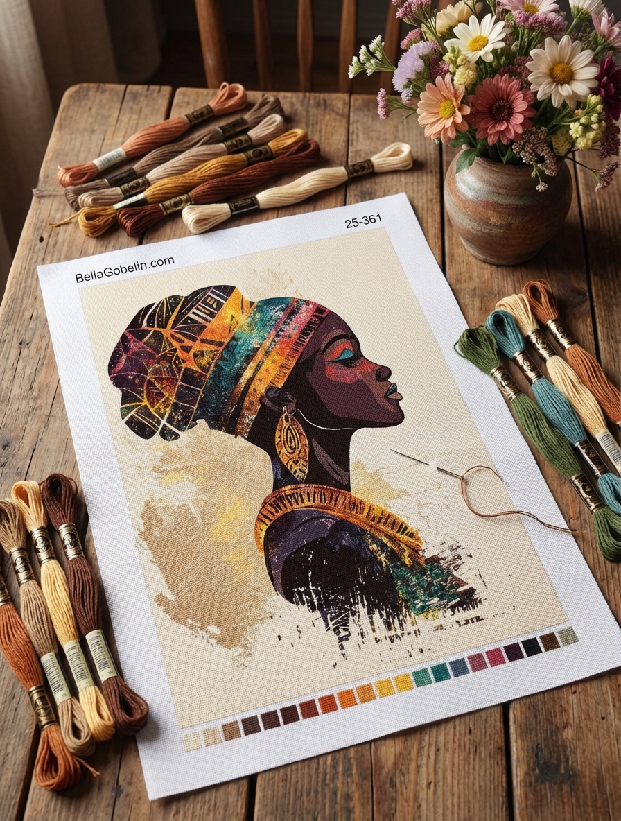 Africká žena profilový portrét