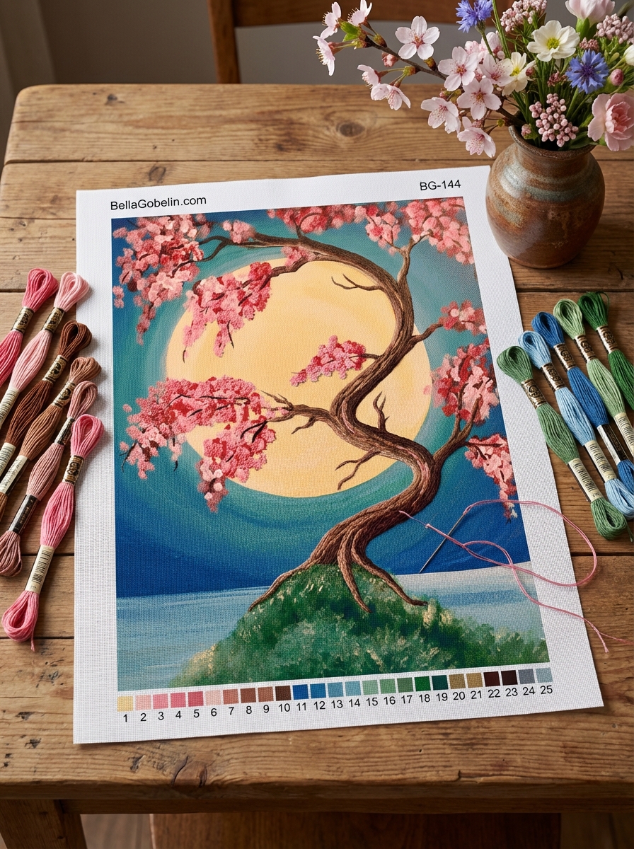 Japonský strom a úplněk