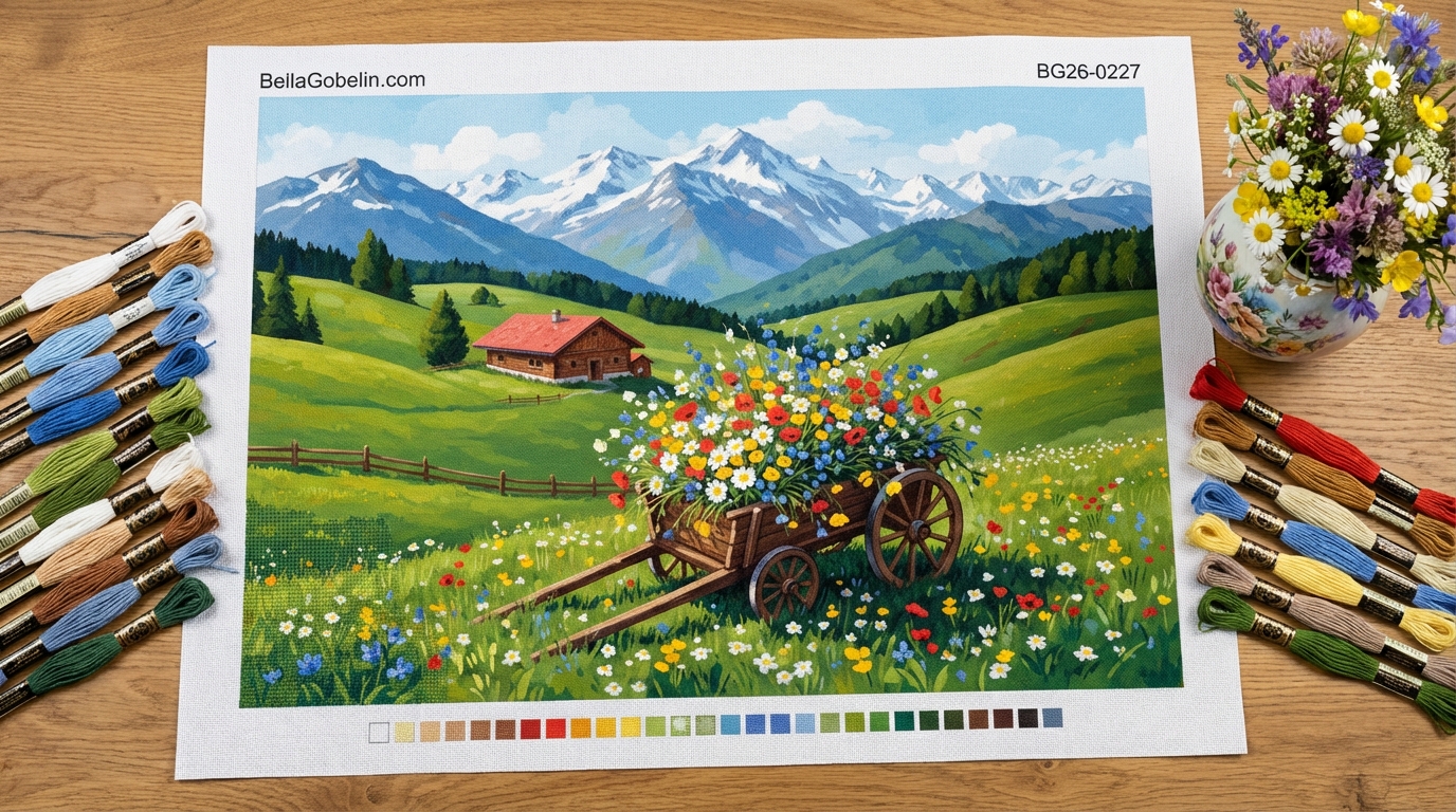 Květinový vůz v alpské krajině – BG26-0227