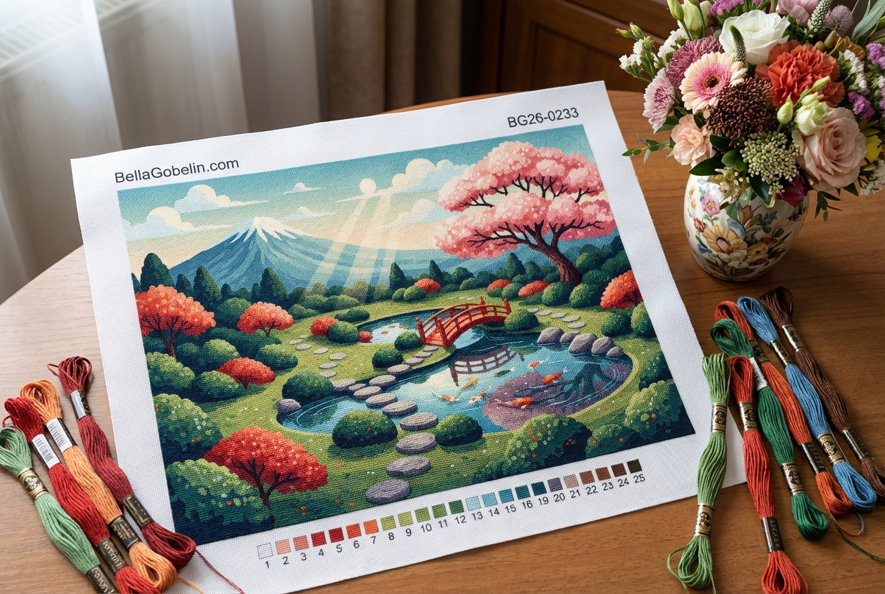 Japonská zahrada s kapry koi