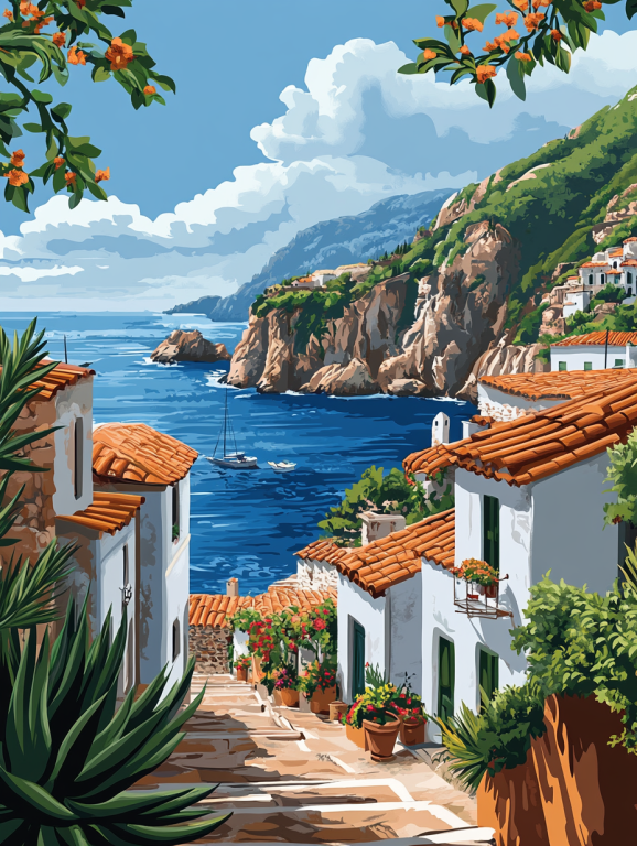 Mediterrán városka a tengerparton – 25-535