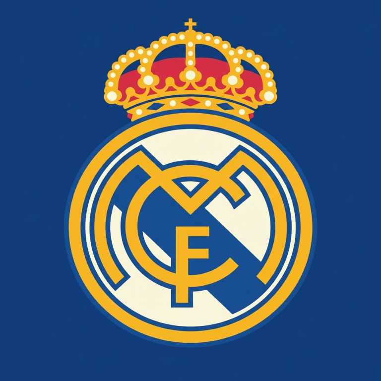 Real Madrid embléma kék háttérrel