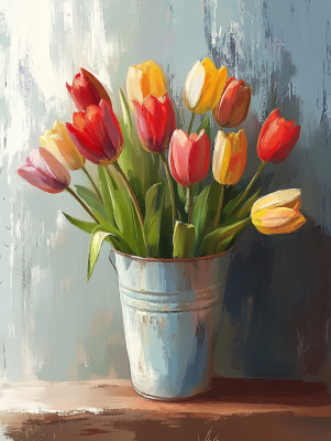 Tulipány ve vědru