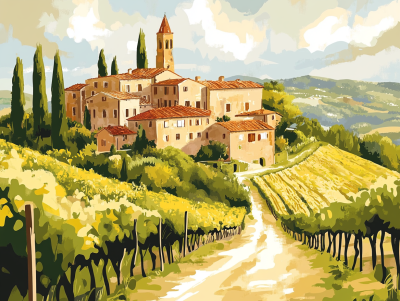 Toskánská vesnice, Chianti, Víno