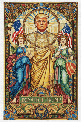 Portrét Donalda Trumpa ve stylu Art Nouveau