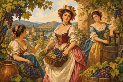 Sběratelský gobelin s motivem vinobraní
