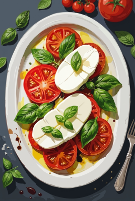 Caprese salát na talíři