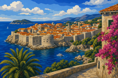 Panorama pobřeží Dubrovníku