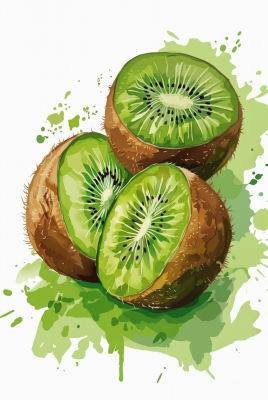 Čerstvé kiwi ve stylu akvarelu