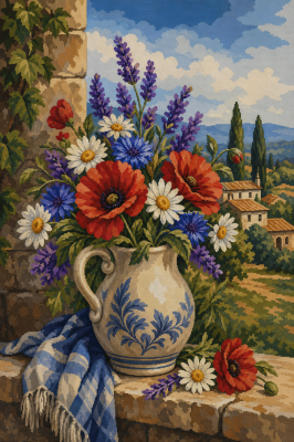 Mákový středozemní květinový bouquet