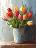 Tulipány ve vědru