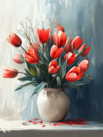 Červený tulipánový buket