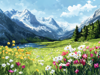 Jarní krajina v horách