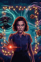 Stranger Things - portrét Eleven na gobelínu