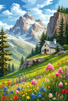 Alpská krajina s rozkvetlou loukou – BG26-0549