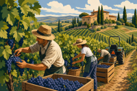 Toskánské vinobraní životní obraz