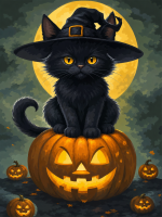 Hrozivá Halloween Kočka