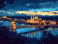 Budapest v noci - Řetězový most
