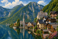 Vesnice u jezera Hallstatt