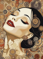 Portrét Coco Chanel ve stylu Klimta